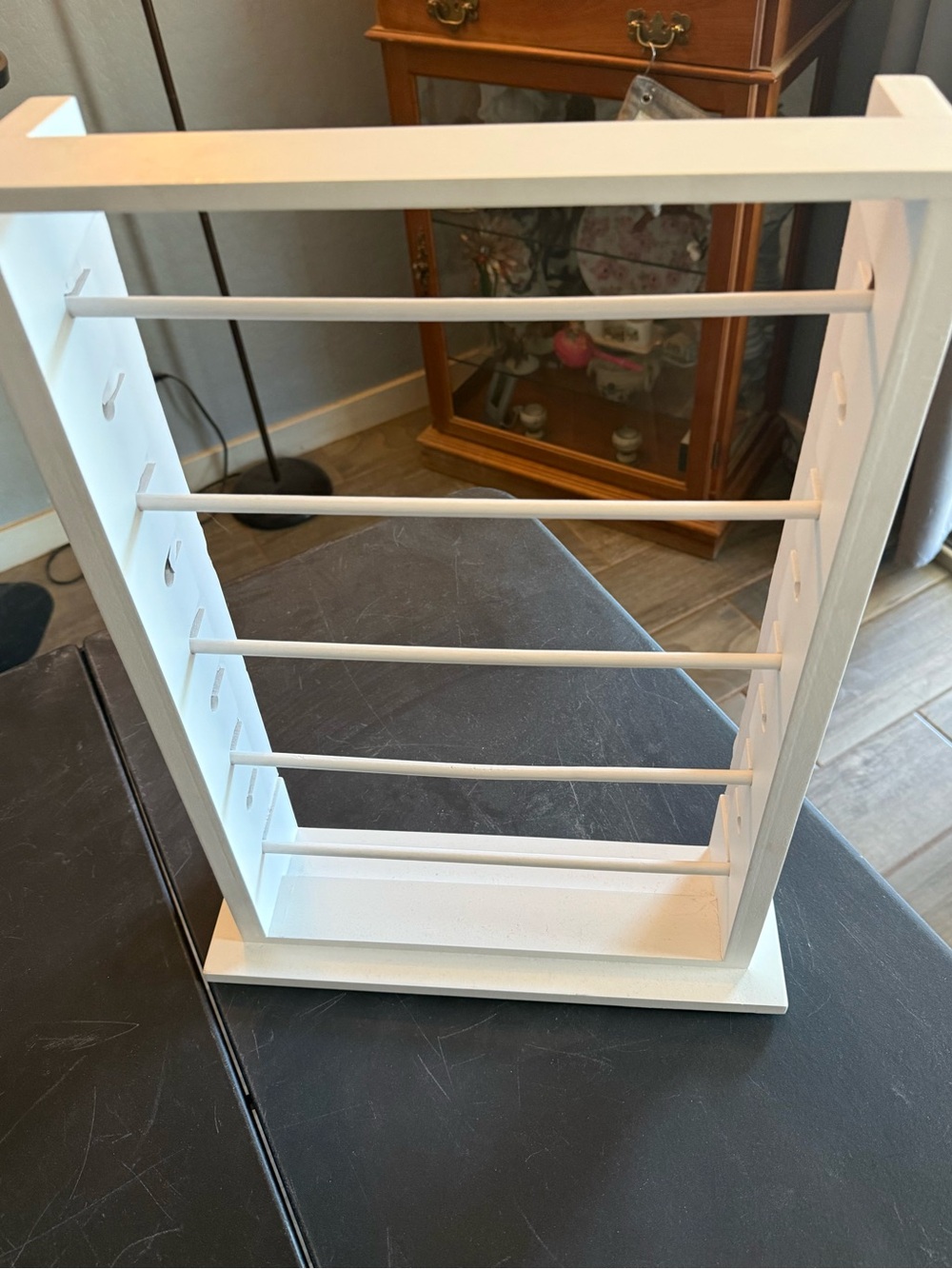 White Jewelry Earring and Necklace Organizer Stand